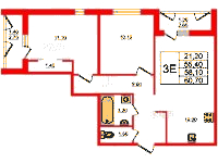 Планировка квартиры в ЖК Дзета