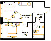 Планировка квартиры в ЖК ID Кудрово (АйДи Кудрово)